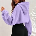 thumbnail image 6 of LEKWK Cropped Hoodie Women Long Sleeve Warm Athletic Sweatshirts with Pocket Relaxed Fit Fall Winter Activewear for Casual Everyday Workout Gym, 6 of 7