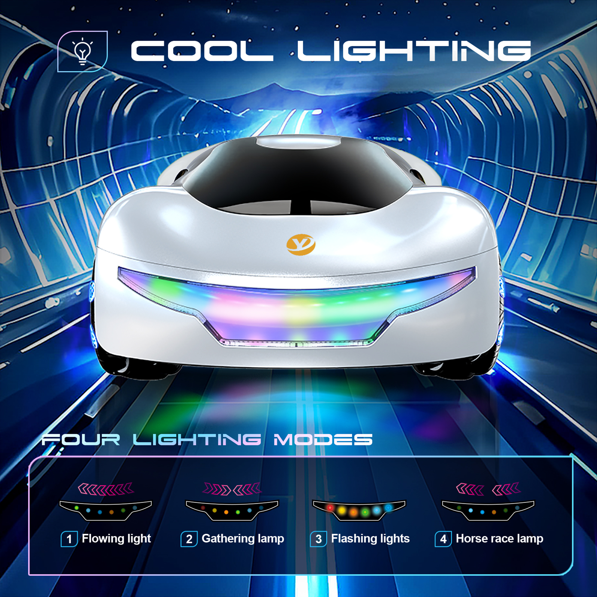 Flynow Remote Control Car, RC Drift Toy for Kids 3 4 5 6 7 8 9 10 11 Year Old, 2.4GHz 1200mAh 360° Rotate Cars with Light Sound Spray, Christmas Birthday Gift for Adults Boys Girls Age 12+