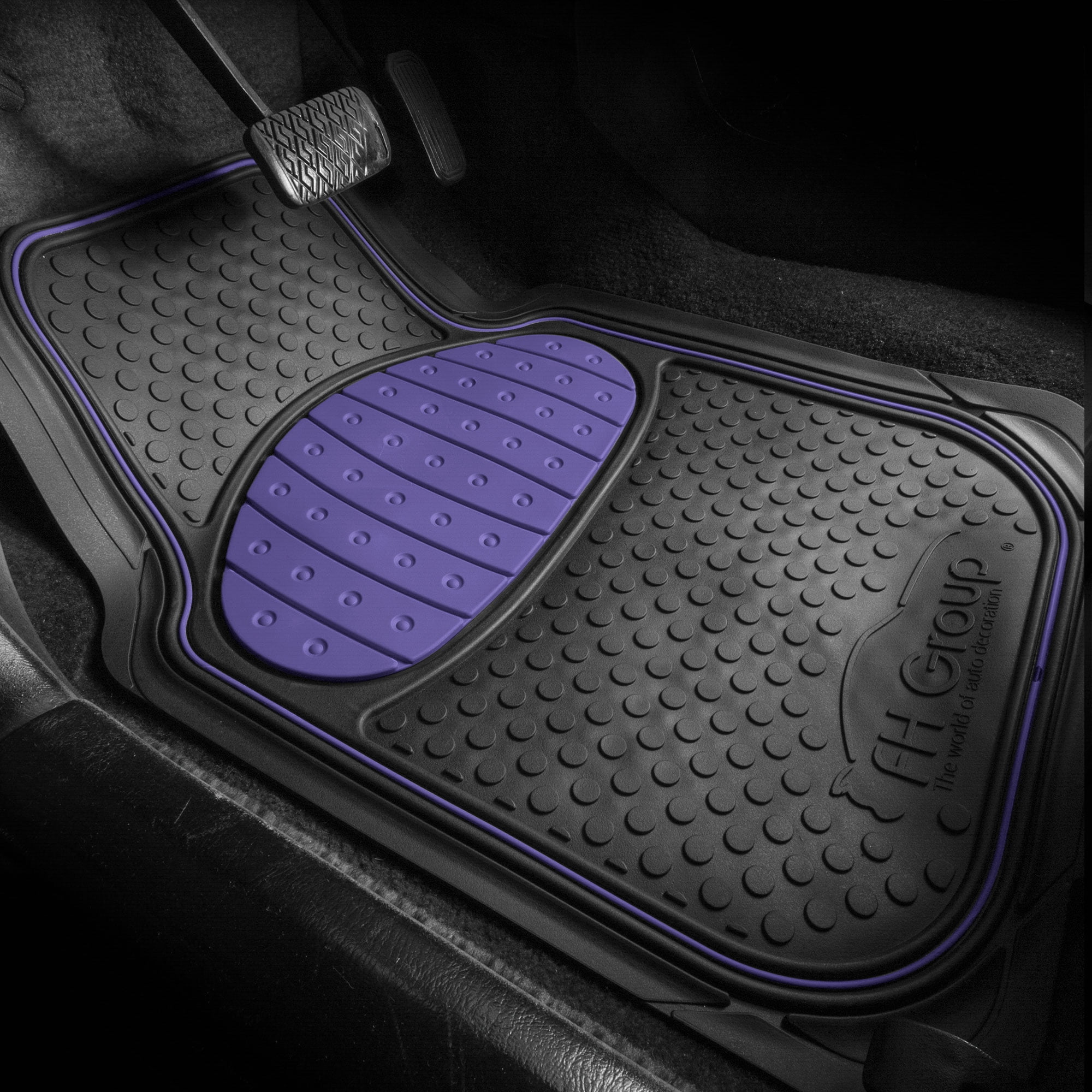FH Group Climaproof Rubber Blue Car Floor Mats, Universal Fit 3pc Full Set with Air Freshener