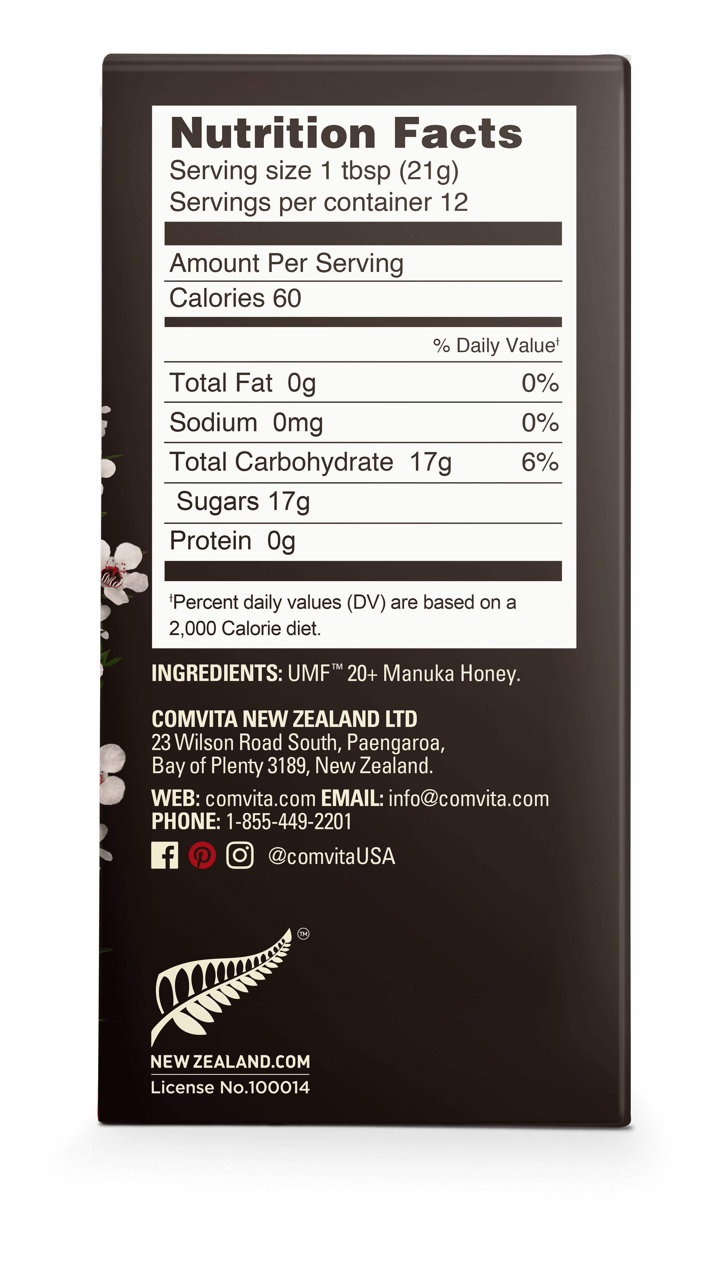 Comvita Certified UMF 20+ (MGO 829+) Raw Manuka Honey, Rare, Ultra Premium Grade, Wild, Unpasteurized, Non-GMO Superfood I 8.8 oz