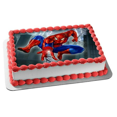 Spiderman Edible Frosting Cake Topper 1 4 Sheet Walmart Com