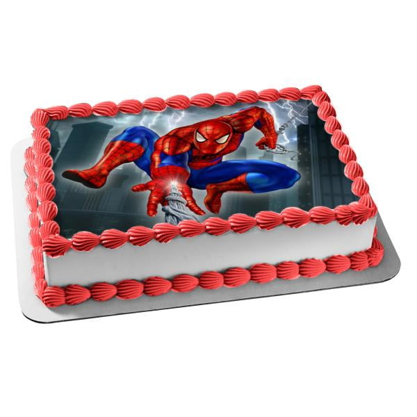 Spiderman Edible Frosting Cake Topper 1 4 Sheet Walmart