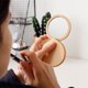 thumbnail image 5 of GOOHOCHY Espejo pequeño de madera portátil para maquillaje, espejo de bolsillo para mujeres y niñas (caqui)., 5 of 8