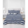 thumbnail image 2 of Quilts Twin-XL Size Bedding Set, Nautical Striped Lightweight Quilted Comforter, Summer Coastal Ocean Navy Blue White Soft Reversible Bedspread Coverlet with Pillow Covers for All Season, 68" x 98", 2 of 7