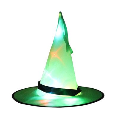Sombreros de bruja con luces LED, accesorios de disfraz de Halloween, adorno colgante de árbol al aire libre, decoración de fiesta de Halloween, nuevo, 1 ud.