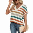 thumbnail image 4 of Ronuti Womens Summer Tops Short Rolled Sleeve Shirts 2026 Fashion V Neck Clothes, 4 of 8