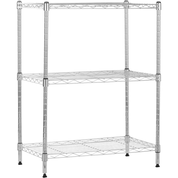 3-Shelf Adjustable Heavy Duty Steel Wire Rack Storage Shelving Organizer for Kitchen, Garage, 23.2" L x 13.4" W x 30" H, Chrome