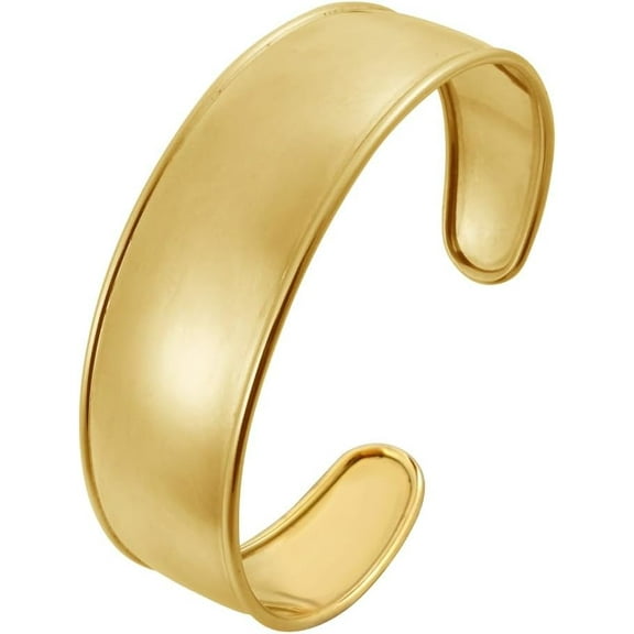 Floreo 14k Yellow Gold 20mm Solid Shiny High Polish Classic Cuff Bangle Bracelet 7 Inch