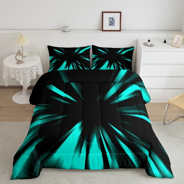 Erosebridal Gradient Geometric Comforter Sets Toddler Size, Abstract Striped Comforters & Duvets, Adult Teens, Reversible 2pcs