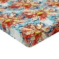 thumbnail image 4 of Ambesonne Floral Fitted Sheet, Grungy Blossoming Abstract, California King, Vermilion Blue Mustard, 4 of 5