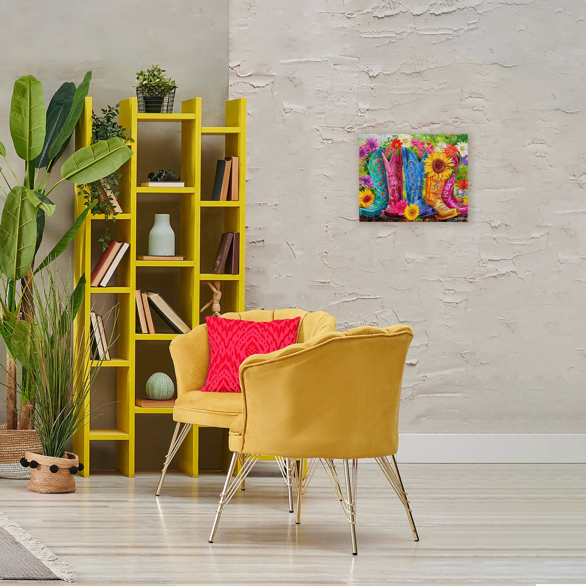 Cowboy Boots and Sunflowers Canvas Wall Art, design by Shawna Stewart