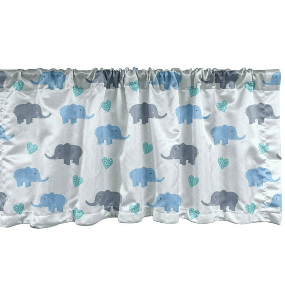 Ambesonne Animal Valance Pack of 2, Big Animals Dotted Hearts, 54"X18", Blue and Blue Grey