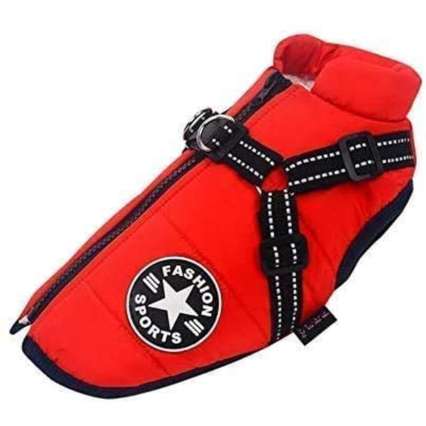 Abrigo de invierno impermeable para perros, cálido con arnés, chaqueta impermeable para perros pequeños, medianos y grandes, para Labrador, Chihuahua, Bulldog Francés (L)