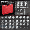 thumbnail image 4 of Auto Oil Filter Socket Set, 58 PCS, Wrench Set, Cup Type 1/2 inch Drive Cap Removal Tool, with Drain Plug Socket Set/Adjustable Wrench/Drive Wrench, Compatible, all Models Car, SUV, Oil Filter., 4 of 8