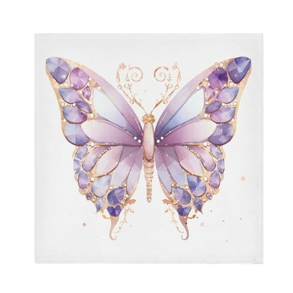 JSTEL Butterfly Diamond Cloth Napkins Set of 1, 20x20 Inch Washable and Reusable Napkin for Decoupage Dinner Party Everyday Use