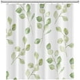 thumbnail image 4 of Green Eucalyptus Leaves Bathroom Shower Curtain Nature Plants Watercolor Leaf Shower Curtain with Hooks Polyester Waterproof Fabric Aesthetics Home Shower Curtain Decor Bathtub, 72x84 Inch, 4 of 6