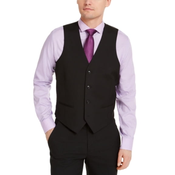 Alfani Mens Classic fit Button-Up Suit Vest XL Black Solid Stretch