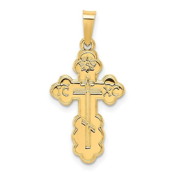 Real 14kt Yellow Gold Eastern Orthodox Cross Charm Pendant; for Adults and Teens; for Women and Men