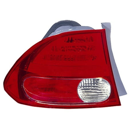 Honda Civic Tail Light Driver 2006-2008 Honda Civic Aftermarket Driver Side Rear Tail Lamp Assembly 33551SNAA02-V ()