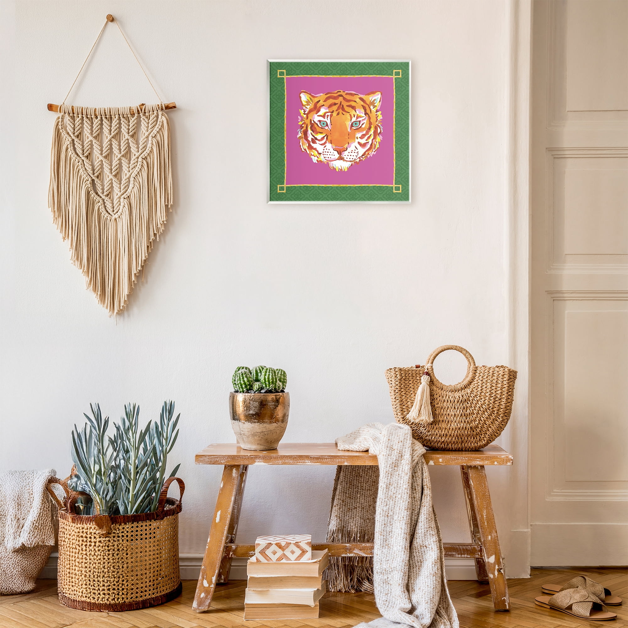 Stupell Industries Bordered Exotic Tiger Portrait Wall Plaque Art, design by Karolina Sato