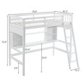 thumbnail image 3 of Ktaxon Twin Size Loft Bed with Desk, Wooden Loft Bed with Shelves, Ladder, for Kids Teens Adults (White), 3 of 14