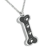 AROMITA JEWELRY Black Dog Bone Footprint Cremation Jewelry Keepsake Memorial Ashes Urn Stainless Steel Necklace for Pet/Frined/Family Unisex