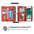 thumbnail image 2 of iPhone 8 Wallet Case, iPhone 7 Case, Dteck Multi-function 2 in 1 PU Leather Zipper 11 Card Slots Card Slots Money Pocket Clutch Wallet Case Detachable Magnetic Cover, Red, 2 of 7