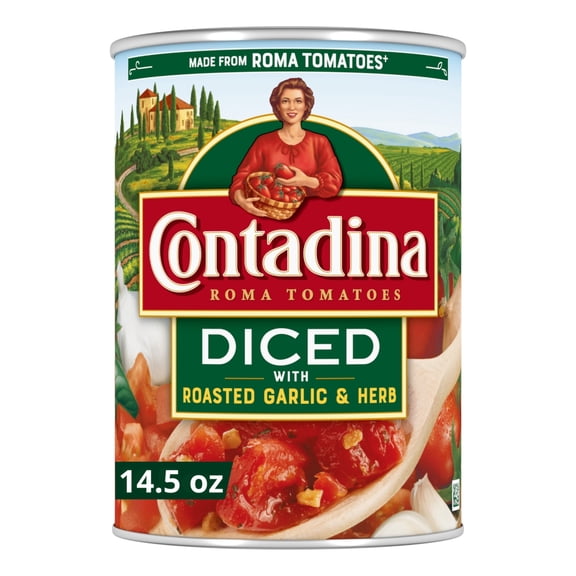 Contadina Diced Tomatoes with Roasted Garlic, 14.5 oz Can
