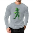 thumbnail image 2 of Handshe Men's Waffle T-Shirt, Long Sleeve Round Neck Loose Fit with Stretch and St.Patrick's Day Print, Fitness Homewear for Everyday Wear, 2 of 5