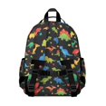 thumbnail image 3 of Black Cartoon Dinosaurs Colorful Leaves Cute School Backpack Bag for School with Padded Back and Adjustable Shoulder Straps 15.25"x11.5"x5.25", 3 of 5