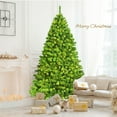 thumbnail image 2 of Topbuy 7.5ft Artificial Pre-Lit Christmas Tree, Green Flocked Christmas Hinged Tree w/1404 Branch Tips & 530 Warm LED lights, 2 of 10