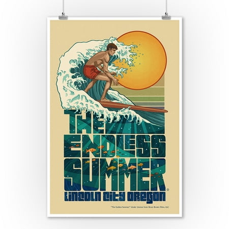 Lincoln City, Oregon - The Endless Summer - Underwater Scene - Lantern Press Artwork (9x12 Art Print, Wall Decor Travel