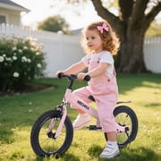 Meghna 14 inch Kids Balance Bike 2 in 1 Kids Bike Bicycle Detachable Training Wheels Dual Brake for 3-7 Years Old Toldders Pink