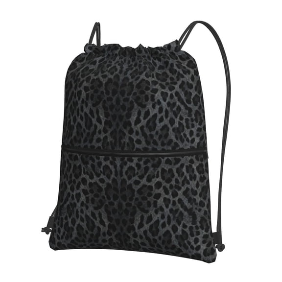 Men Women Black Cheetah Leopard Sport Gym Water Resistant Sackpack Drawstring Backpack Bag
