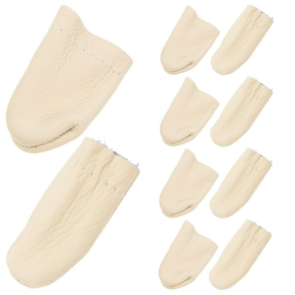BEADCEST 10 Pairs Finger Guards Thimble for Needlework and DIY Crafting Leather Made