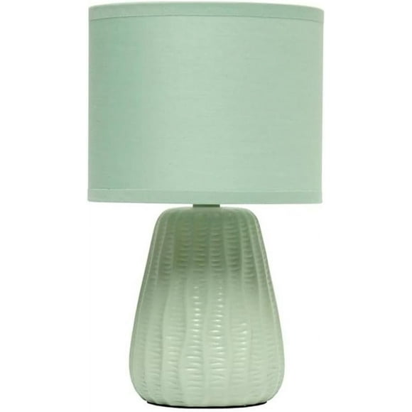 ERDS-LT1138-SGE 11.02" Traditional Mini Modern Ceramic Texture Pastel Accent Bedside Table Desk Lamp w Matching Fabric Shade for Decor,Bedroom, Nightstand, Living Room, Entryway, Sage Green