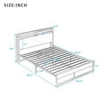 thumbnail image 3 of Full Size Platform Bed Frame with Sockets and USB ports, Metal Metal and Wood Bed Frame with Headboard and Footboard, Noise-Free, No Box Spring Needed, White, 3 of 7