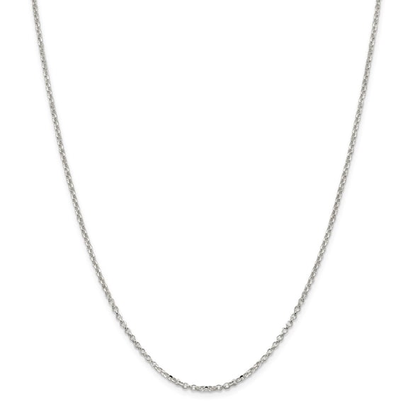925 Sterling Silver 2mm Diamond-cut Cable Chain; 22 inch; for Adults and Teens; for Women and Men
