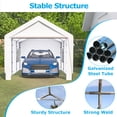 thumbnail image 5 of Tcbosik 10' x 20' Carport, Heavy Duty Car Canopy, Portable Tent with Roll-up Ventilated Windows, Removable Sidewall & Doors for Outdoor, Backyard, Garden, White, 5 of 7