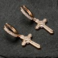 thumbnail image 4 of Cross Hoop Earrings, Jewelry Hoop Earrings for Men Women Anniversaries , Rose Gold, 4 of 8
