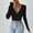 Black, variant on Women Wrap Deep V Neck Cropped Sweaters Long Sleeve Slim Fit Ribbed Knit Shirts Fall Elegant Comfy Soft Crop Tops