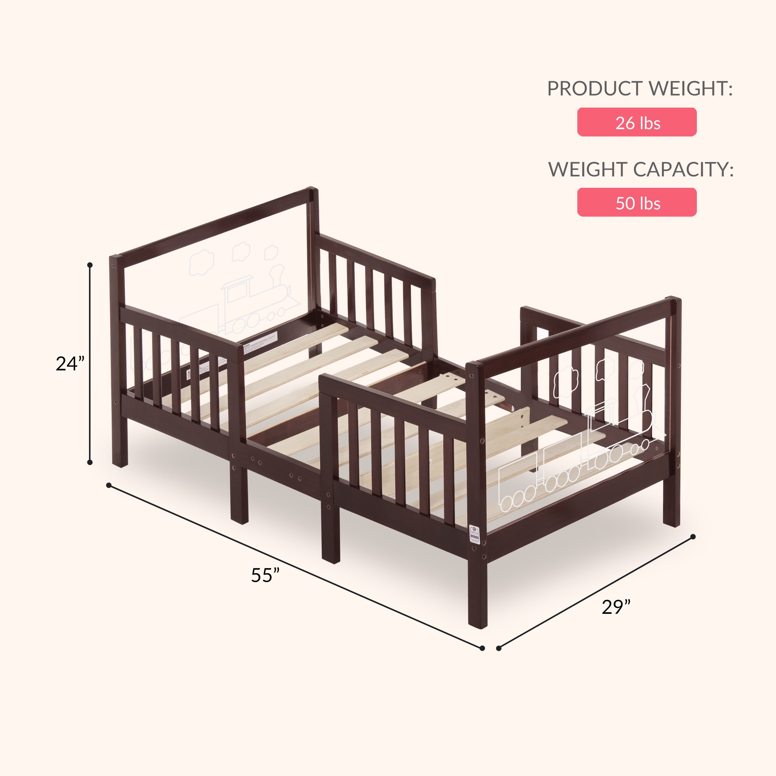 Dream On Me Polar Express Toddler Bed in Espresso