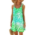 thumbnail image 1 of ICHUANYI Clearance Women Plus Size Casual Printed Round-Neck Short Sleeve Loose Knee-Length Dress(Green, XXL) ICHUANYI WER2023081204370, 1 of 4