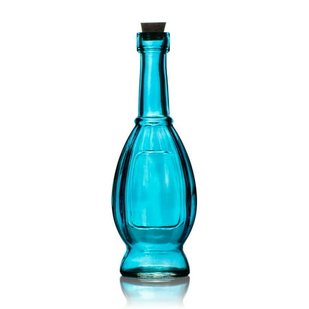 Vera Turquoise Blue Vintage Glass Bottle Glassware Flower Vase