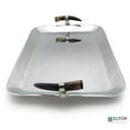 thumbnail image 3 of ELYON 21" Rectangular Serving Tray with Horn Handles, Handmade Silver Platter, 3 of 6