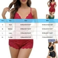 thumbnail image 3 of Women’s Satin Cami Pajama Set – V-Neck Lace Trim Pajamas with Built-In Bra (Seductive Sleepwear for Every Night), 3 of 4