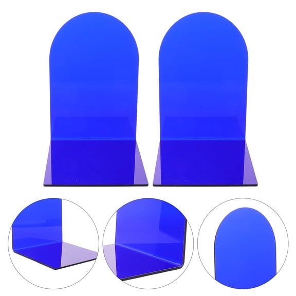 OUNONA Modern Acrylic Bookend, Dark Blue, Stable L-Design for Desk, 2Pcs