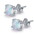 thumbnail image 4 of White Created Fire Opal Stud Earrings Wgold Plated Womens Ginger Lyne Collection, 4 of 4