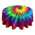 thumbnail image 4 of Colorful Rainbow Tie Dye Spiral Pattern Round Tablecloth 60"x60",Wrinkle Wipeable Table Cloth for Kitchen Dining Room Picnic Patio Party, 4 of 6