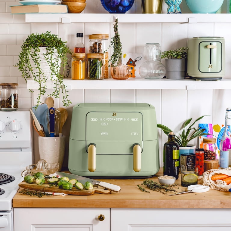 Beautiful 9 Qt TriZone Dual Basket Air Fryer, EverGood Ceramic